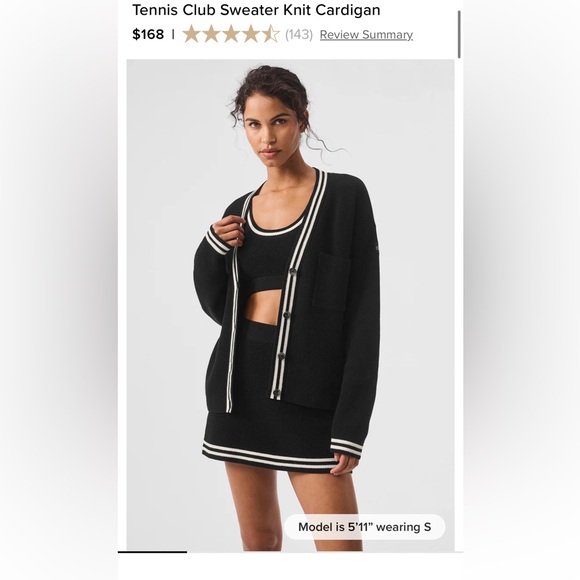 Tennis Club Black and Ivory Knit Cardigan - Picture 4 of 5